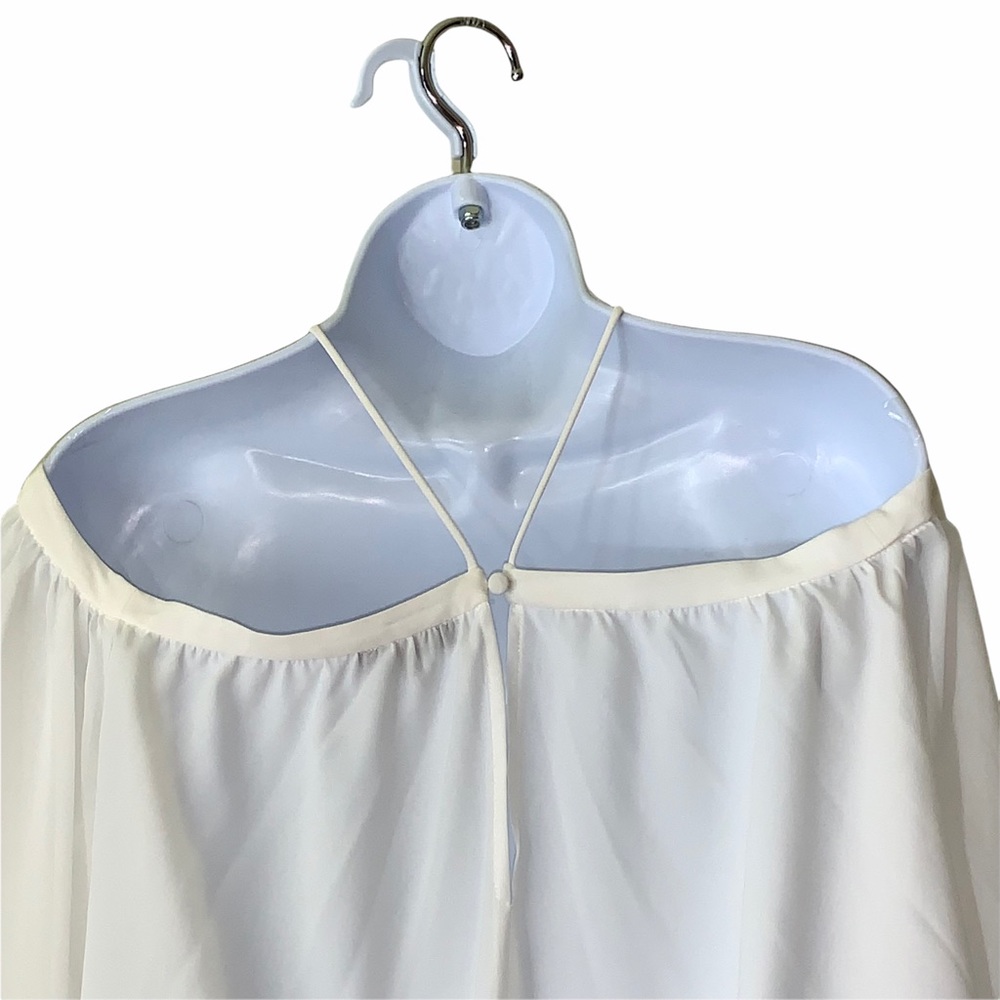 1. State Off Shoulder Halter White Chiffon Blouse - Picture 9 of 15